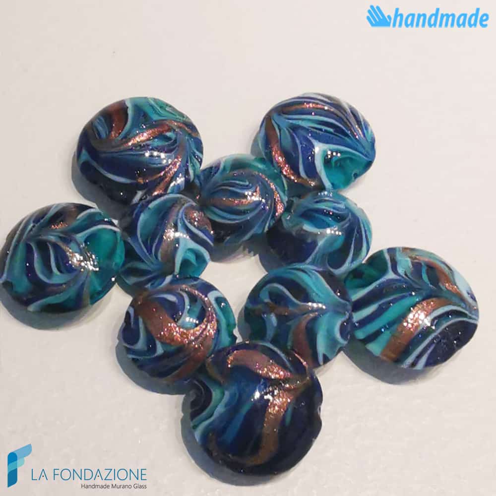 Phoenician Ocean beads with aventurine handmade in Murano glass - La Fondazione snc - PERLA032