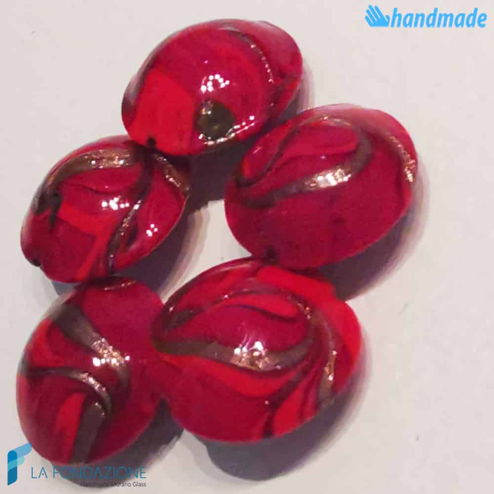 Phoenician Fire beads with aventurine handmade in Murano glass - La Fondazione snc - PERLA034