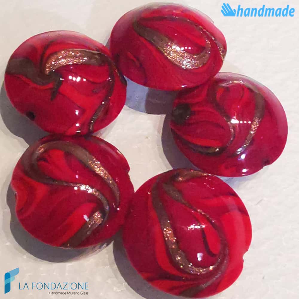 Phoenician Fire beads with aventurine handmade in Murano glass - La Fondazione snc - PERLA034