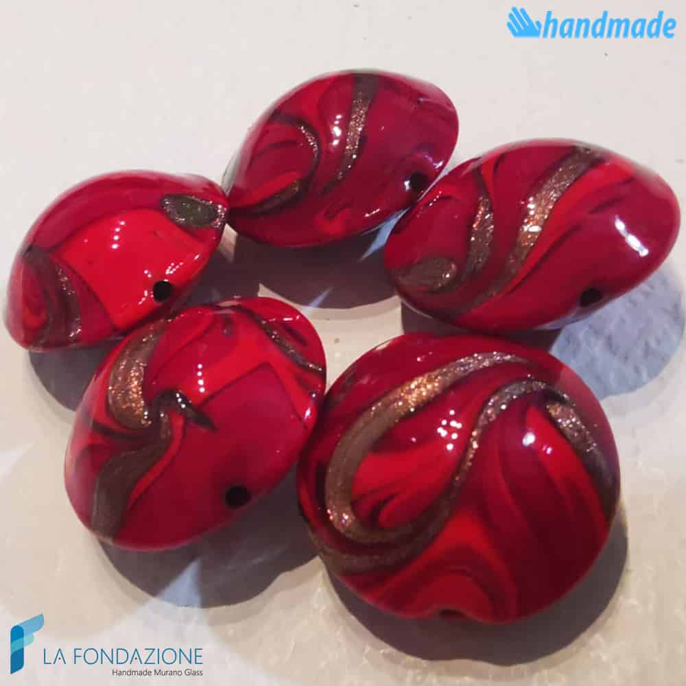 Phoenician Fire beads with aventurine handmade in Murano glass - La Fondazione snc - PERLA034