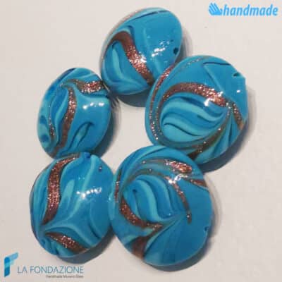 Phoenician Sky beads with aventurine handmade in Murano glass - La Fondazione snc - PERLA035