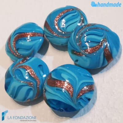 Phoenician Sky beads with aventurine handmade in Murano glass - La Fondazione snc - PERLA035