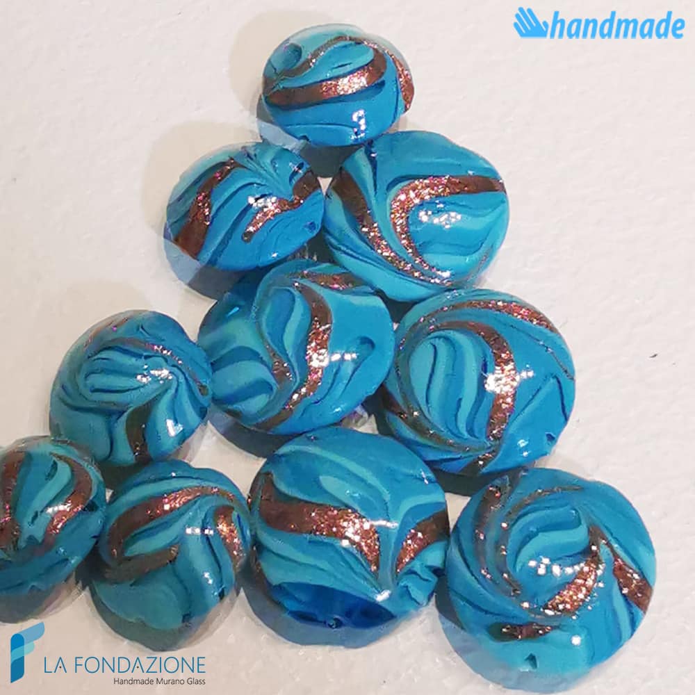 Phoenician Sky beads with aventurine handmade in Murano glass - La Fondazione snc - PERLA035