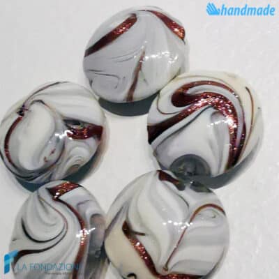 Phoenician Snow beads with aventurine handmade in Murano glass - La Fondazione snc - PERLA036