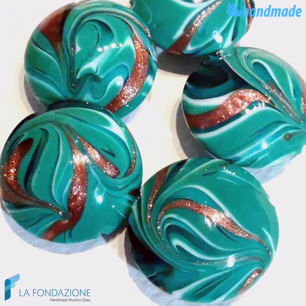 Phoenician Emerald beads with aventurine handmade in Murano glass - La Fondazione snc - PERLA037