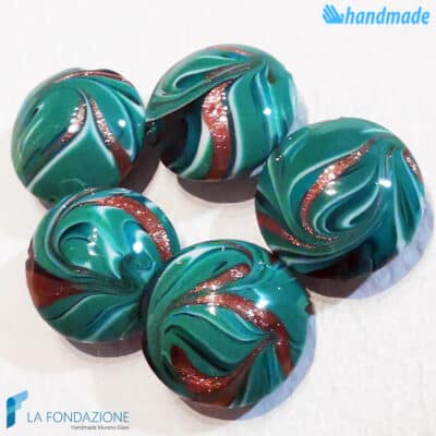 Phoenician Emerald beads with aventurine handmade in Murano glass - La Fondazione snc - PERLA037