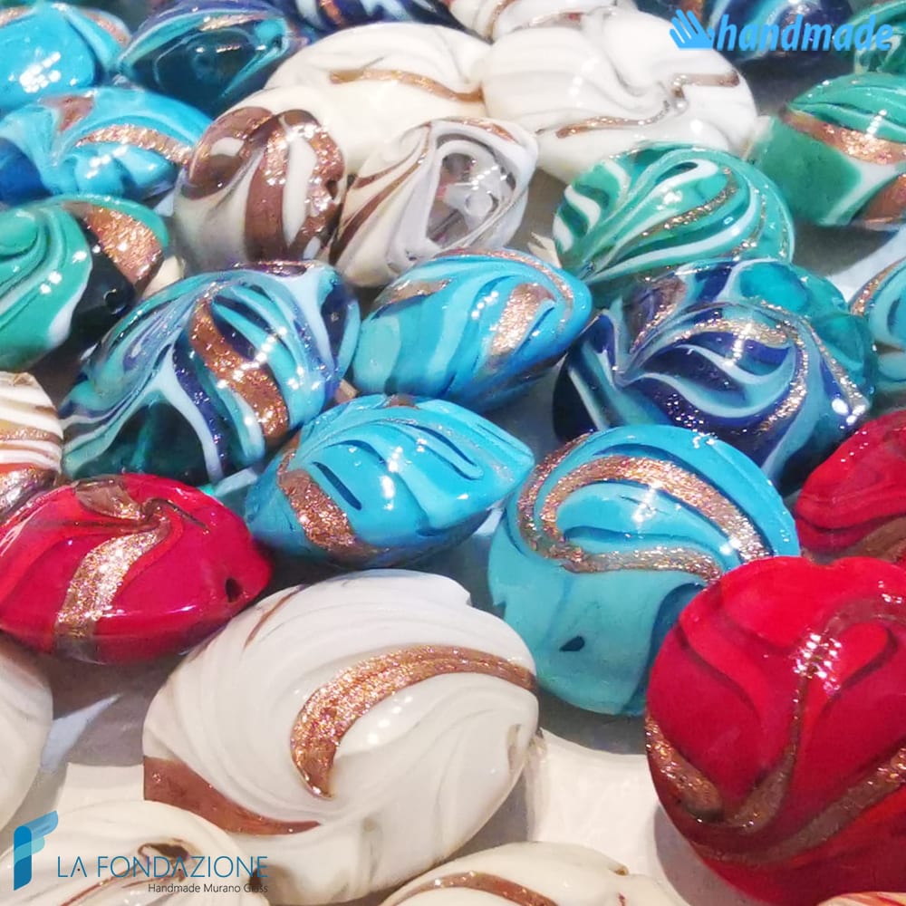 Phoenician beads with aventurine handmade in Murano glass - La Fondazione snc - PERLA040