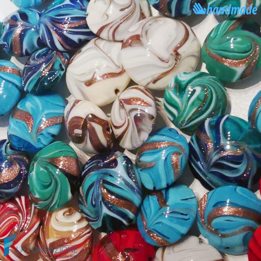 Phoenician beads with aventurine handmade in Murano glass - La Fondazione snc - PERLA040