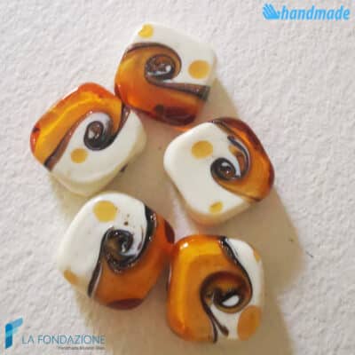 Maui Orange beads with aventurine handmade in Murano glass - La Fondazione snc - PERLA041