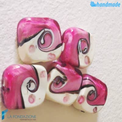 Maui Fucsia beads with aventurine handmade in Murano glass - La Fondazione snc - PERLA042