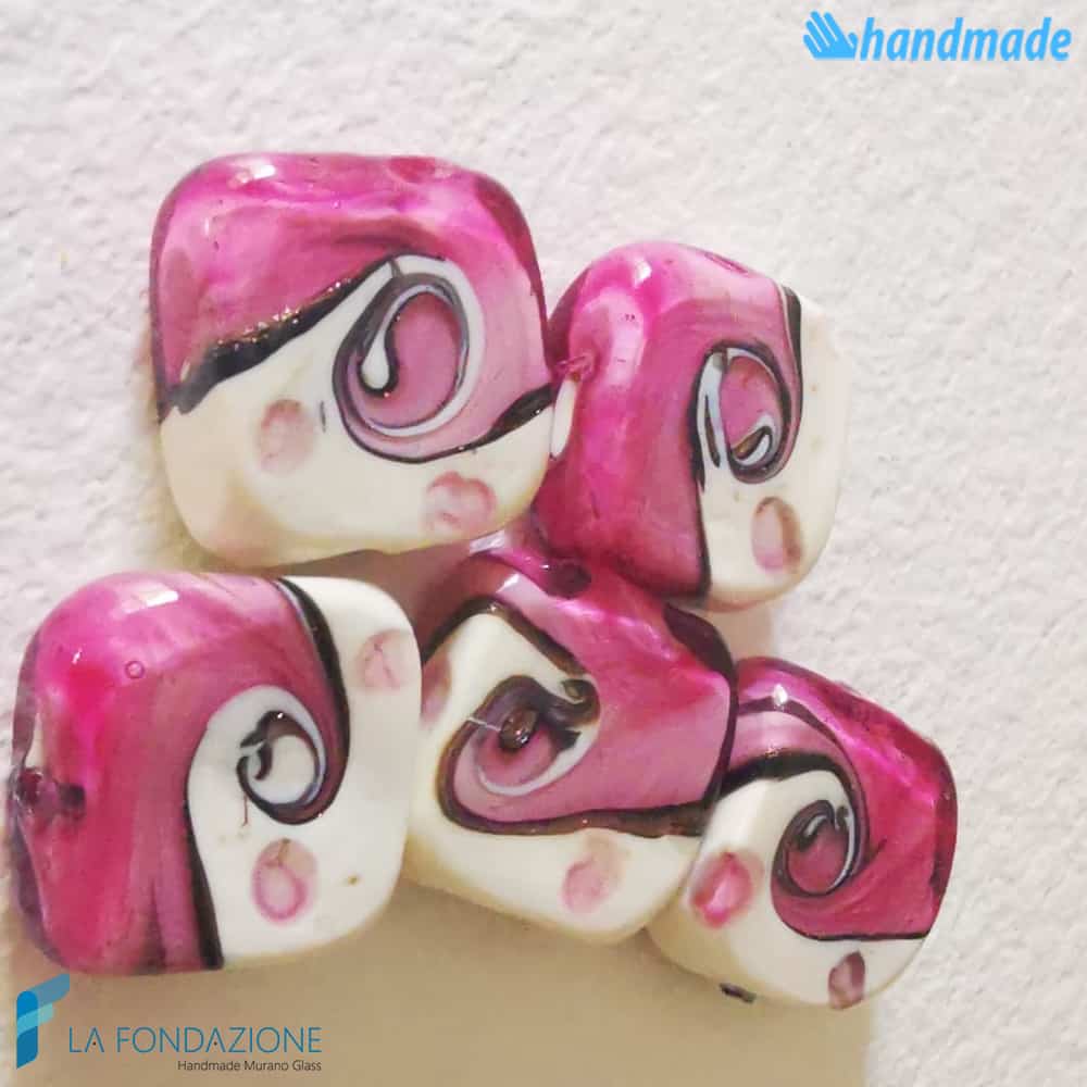 Maui Fucsia beads with aventurine handmade in Murano glass - La Fondazione snc - PERLA042