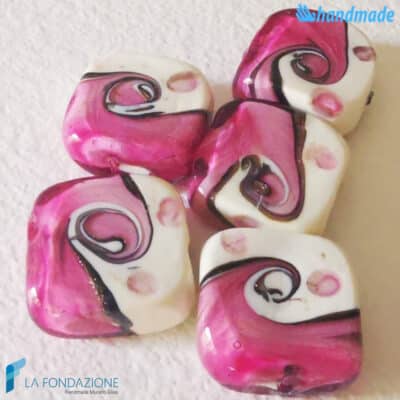 Maui Fucsia beads with aventurine handmade in Murano glass - La Fondazione snc - PERLA042