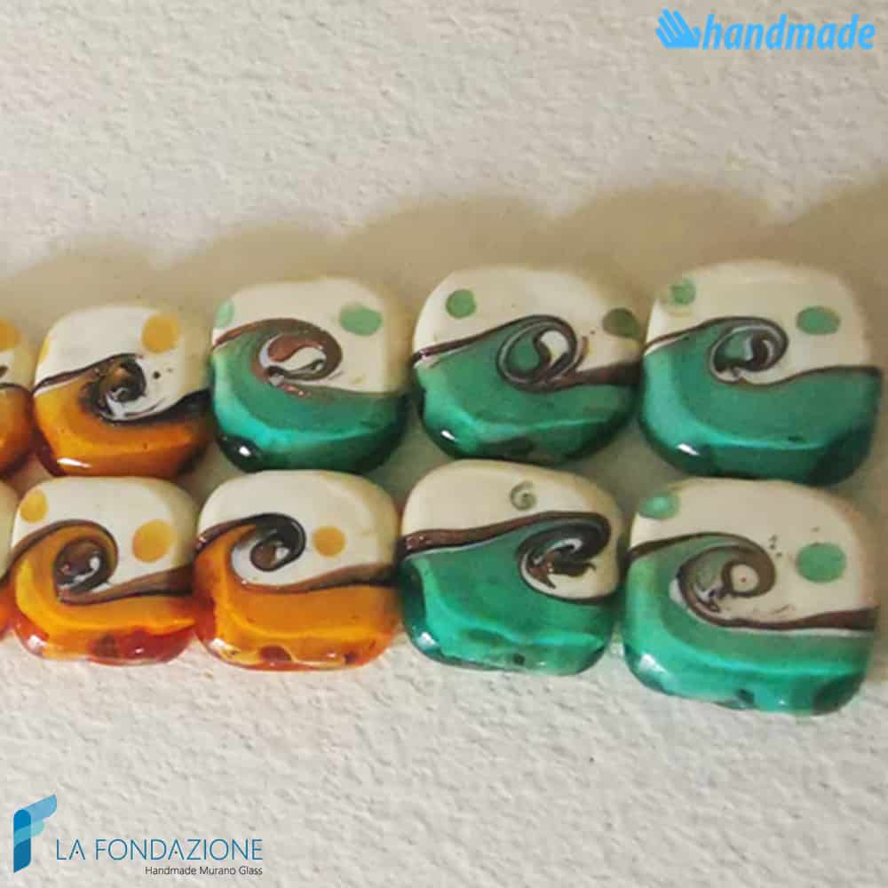 Maui beads with aventurine handmade in Murano glass - La Fondazione snc - PERLA045