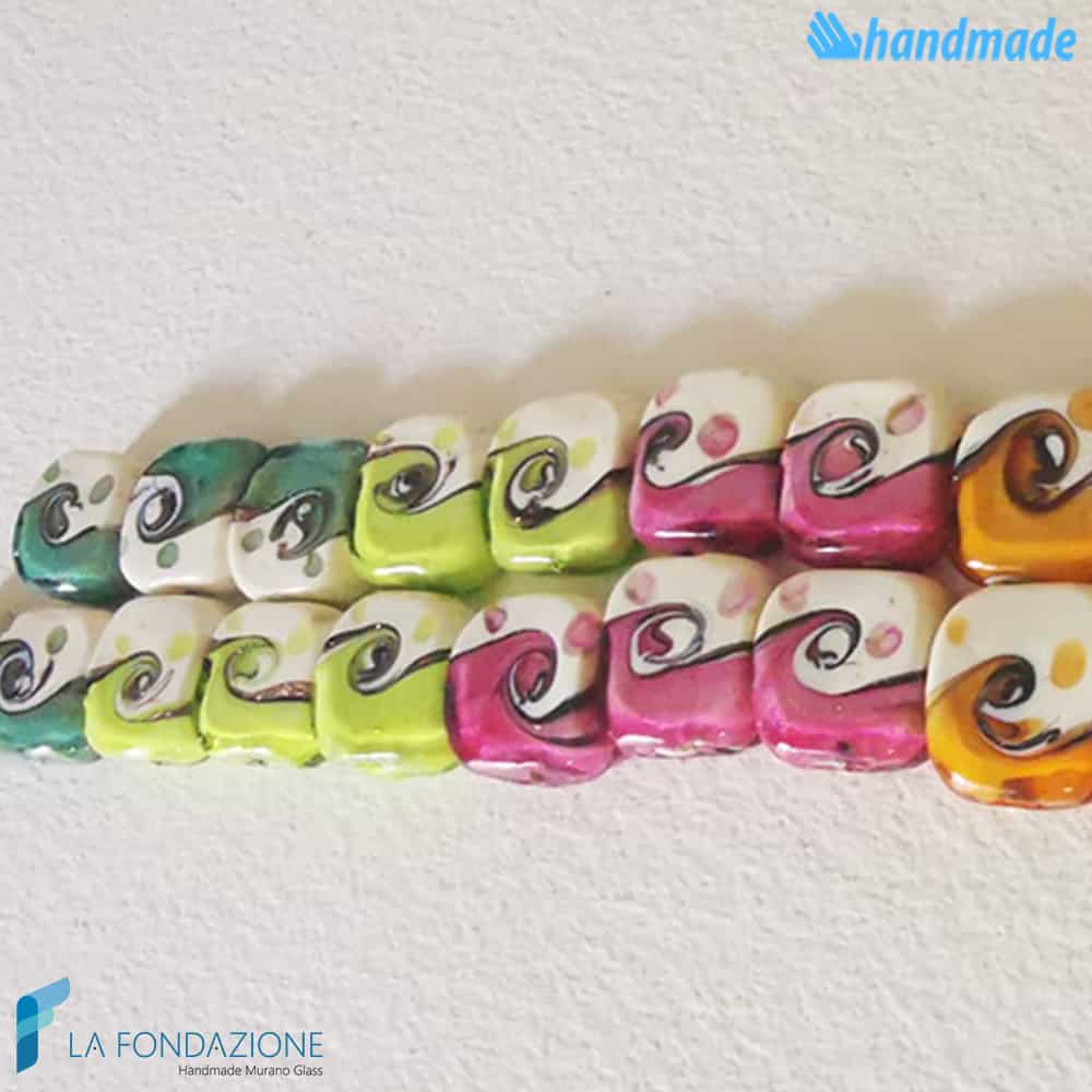 Maui beads with aventurine handmade in Murano glass - La Fondazione snc - PERLA045