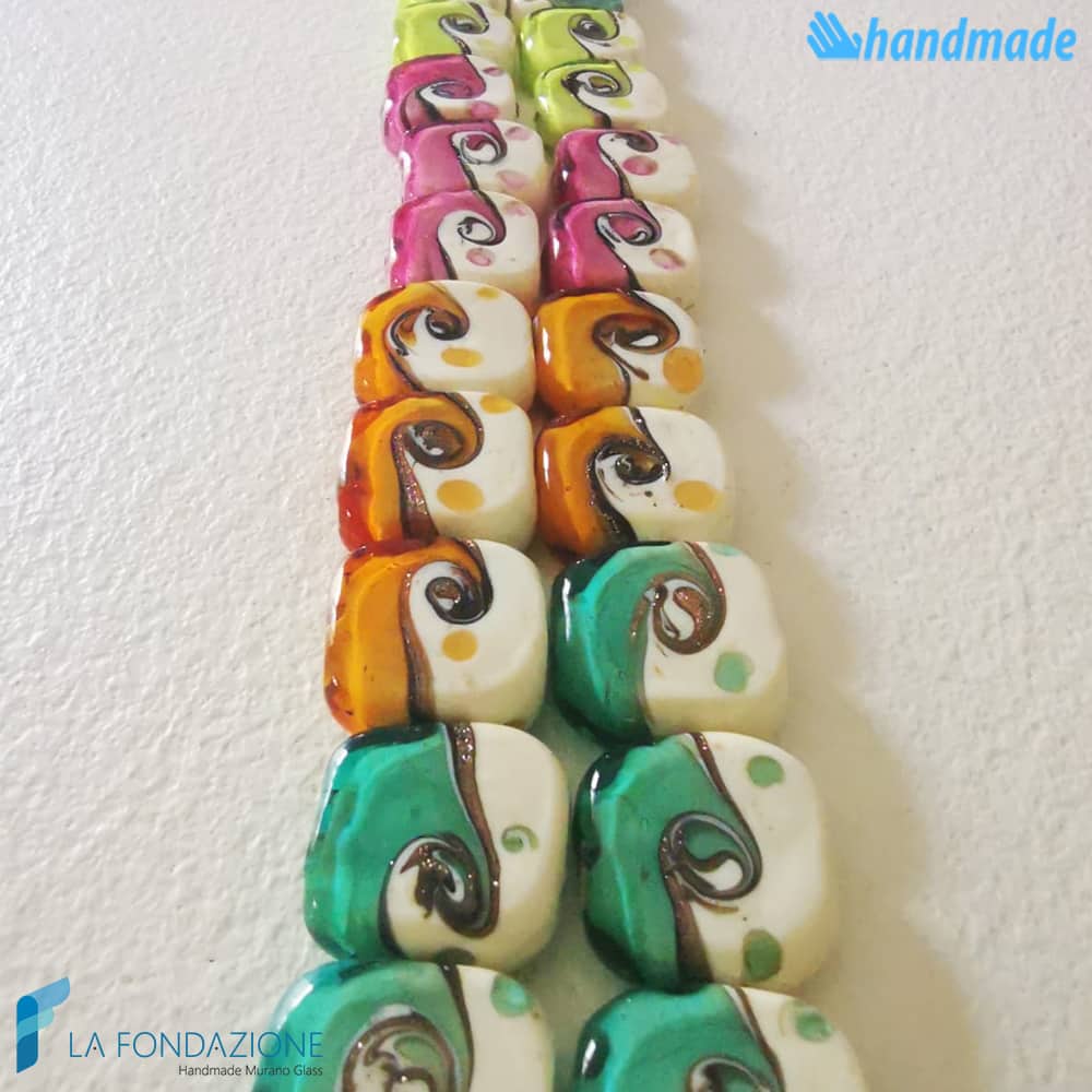 Maui beads with aventurine handmade in Murano glass - La Fondazione snc - PERLA045