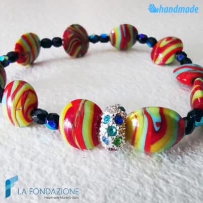 Bracciale Fenicio Giamaica con avventurina in vetro di Murano - La Fondazione snc - BRAC0084