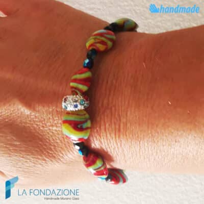 Bracciale Fenicio Giamaica con avventurina in vetro di Murano - La Fondazione snc - BRAC0084