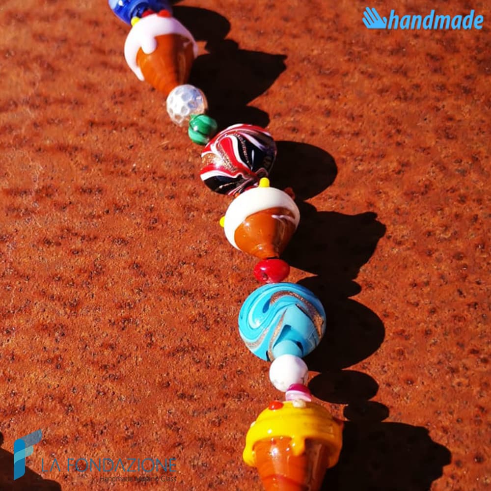Necklace with Nico ice cream cones handmade Murano glass - La Fondazione snc - COLL0109