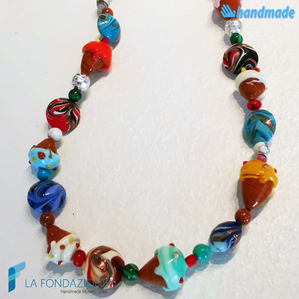 Collana con coni gelato Nico in vetro di Murano - La Fondazione snc - COLL0109