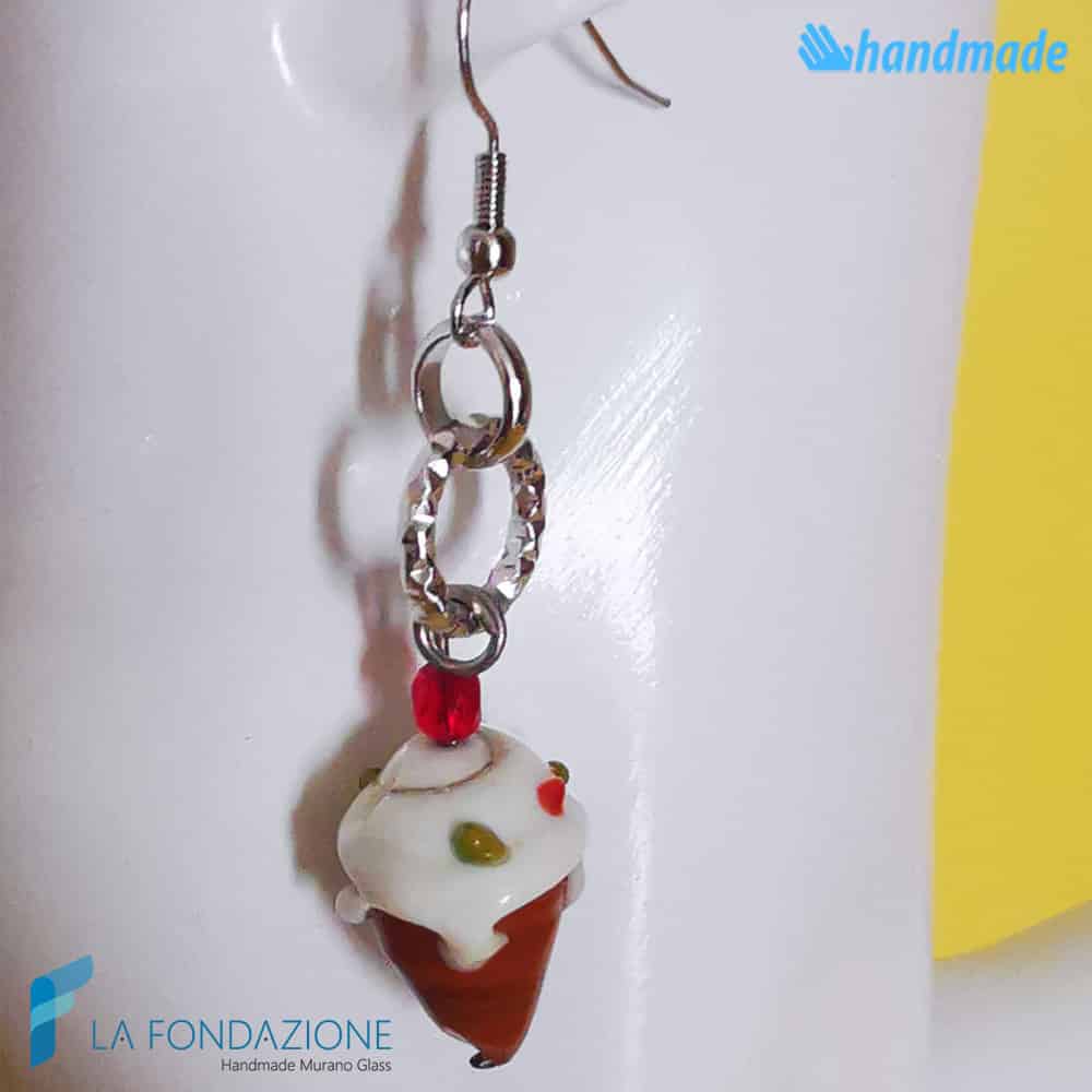 Drop earrings with ice cream handmade Murano glass - La Fondazione snc - EARRINGSC0062