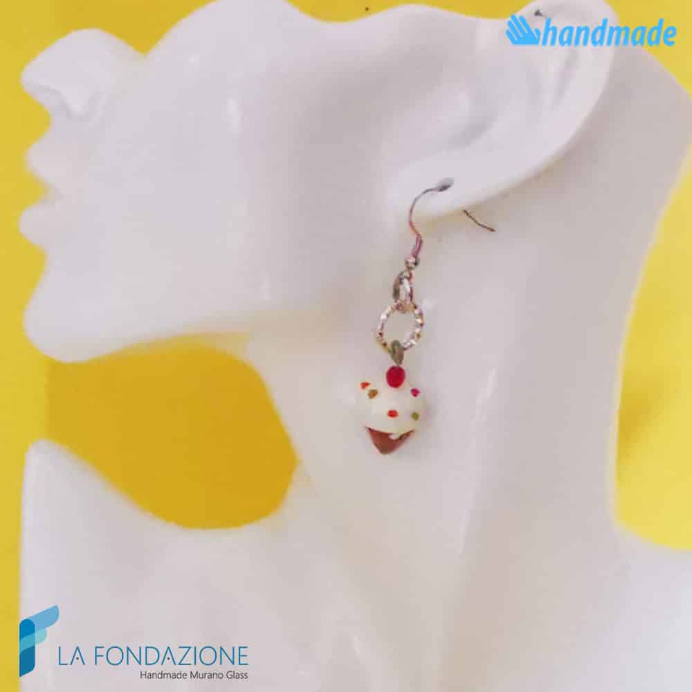 Drop earrings with ice cream handmade Murano glass - La Fondazione snc - EARRINGSC0062