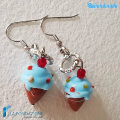 Drop earrings with ice cream handmade Murano glass - La Fondazione snc - EARRINGSC0062
