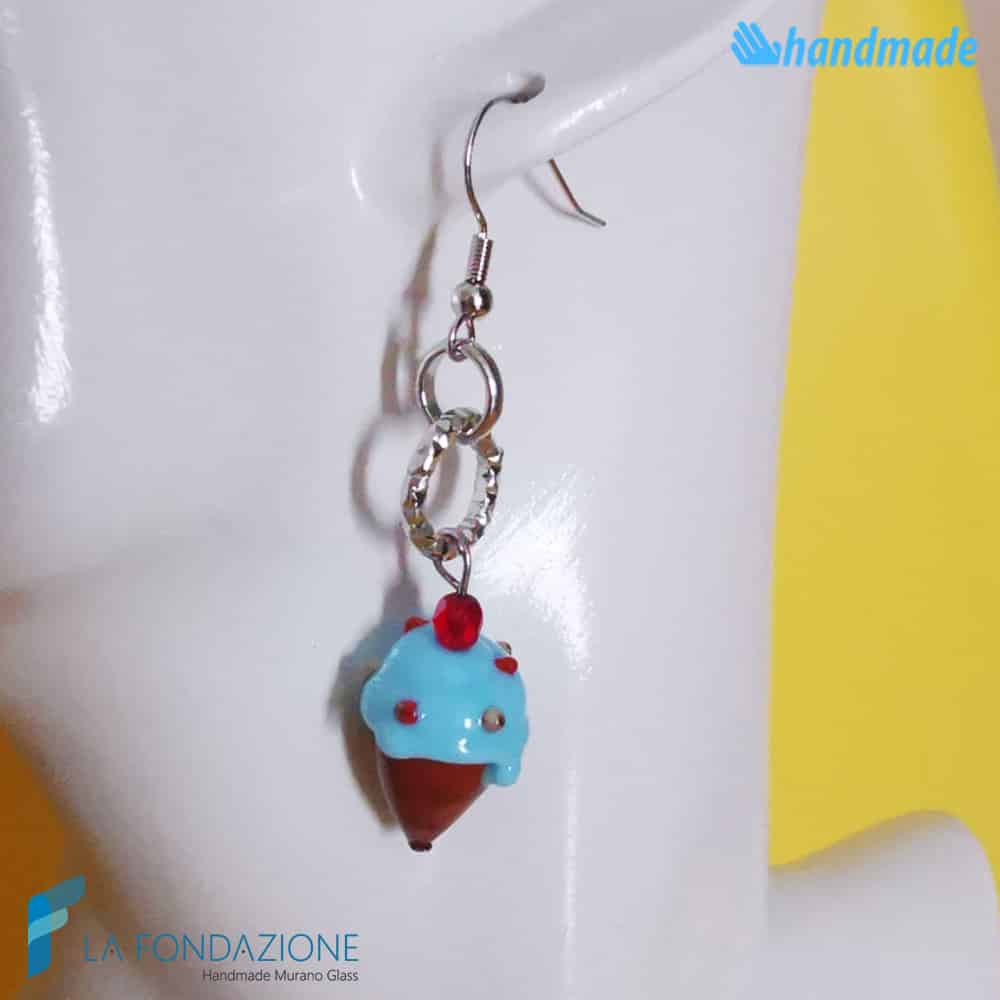 Drop earrings with ice cream handmade Murano glass - La Fondazione snc - EARRINGSC0062