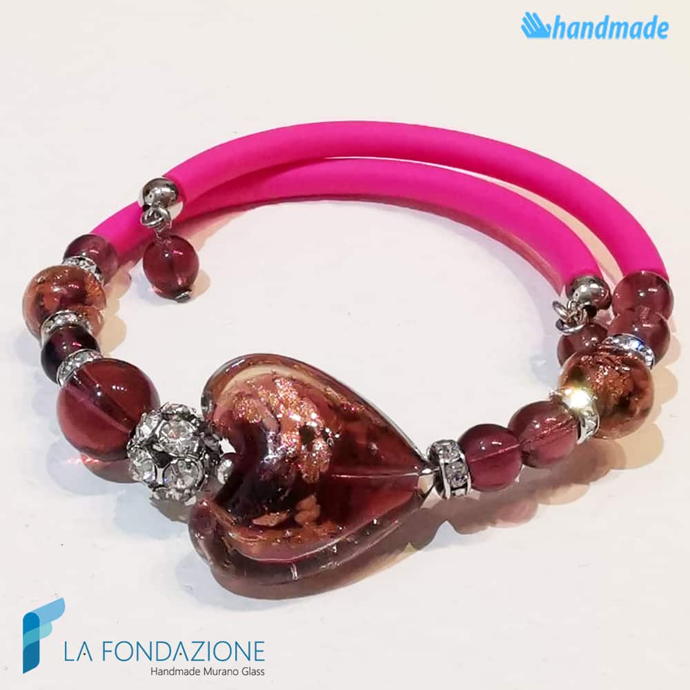Bracciale Valentino Magenta in vetro di Murano - La Fondazione snc - BRAC0070