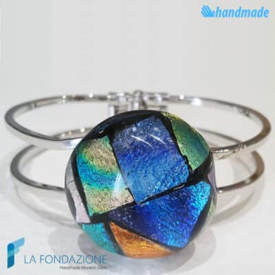 Bracciale Dicroico Patchwork Quadri in vetro di Murano - La Fondazione snc - BRAC0076