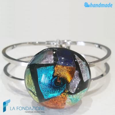 Bracciale Dicroico Patchwork Vortice in vetro di Murano - La Fondazione snc - BRAC0077