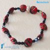 Bracciale Fenicio Rosso/nero con avventurina in vetro di Murano - La Fondazione snc - BRAC0081