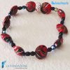 Bracciale Fenicio Rosso/nero con avventurina in vetro di Murano - La Fondazione snc - BRAC0081