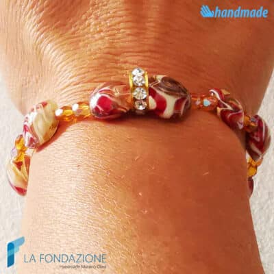 Bracciale Fenicio Terra pieno con avventurina in vetro di Murano - La Fondazione snc - BRAC0083