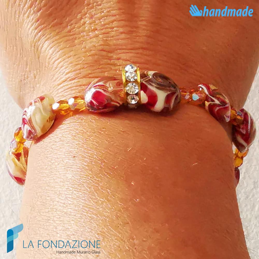 Bracciale Fenicio Terra pieno con avventurina in vetro di Murano - La Fondazione snc - BRAC0083