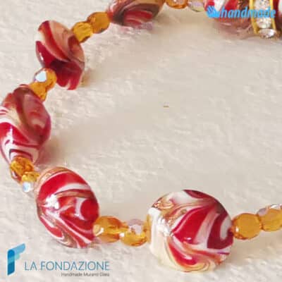 Bracciale Fenicio Terra pieno con avventurina in vetro di Murano - La Fondazione snc - BRAC0083