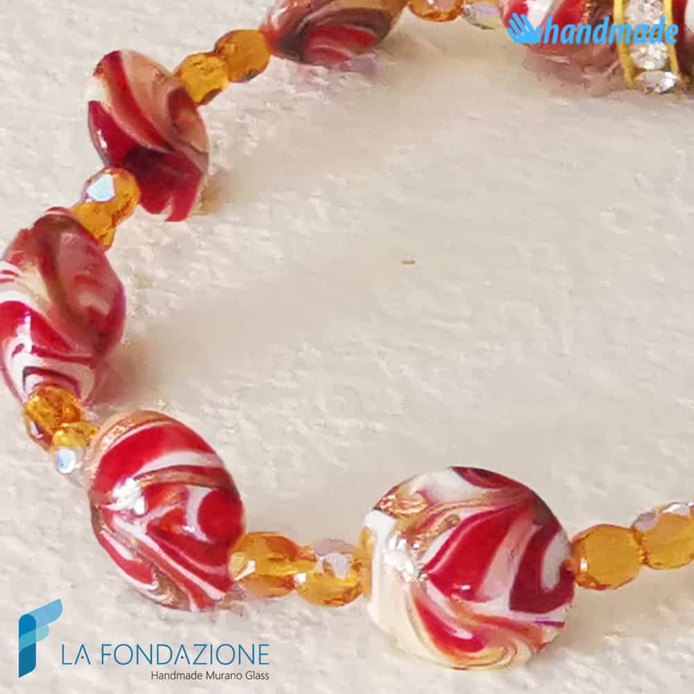 Bracciale Fenicio Terra pieno con avventurina in vetro di Murano - La Fondazione snc - BRAC0083