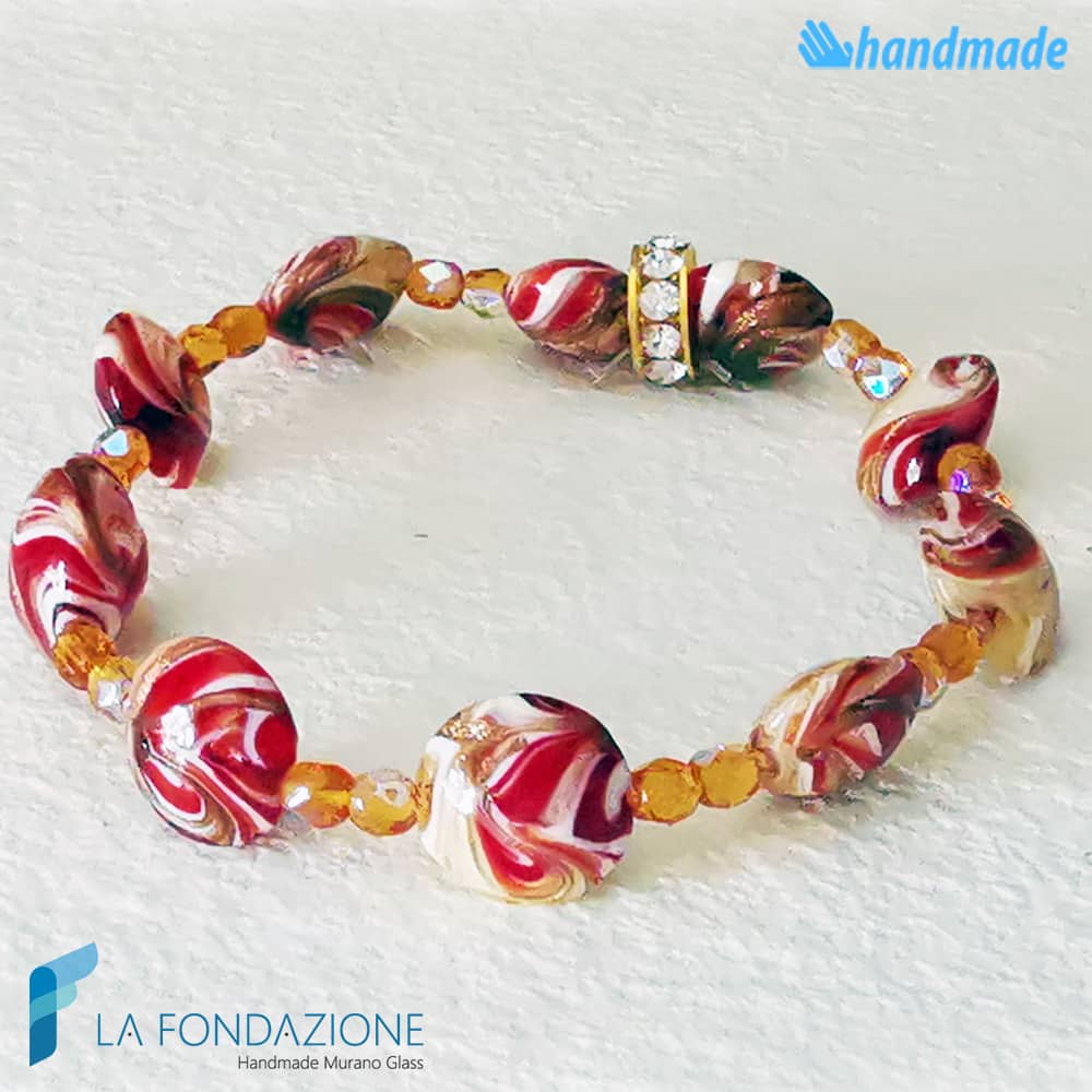 Bracciale Fenicio Terra pieno con avventurina in vetro di Murano - La Fondazione snc - BRAC0083