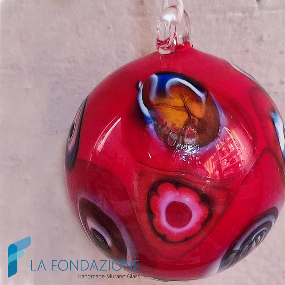 Palle di Natale Murrina Rosse in vetro di Murano - La Fondazione snc - TMAS015