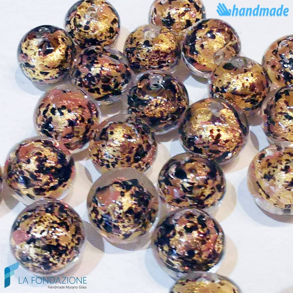 Gold Sphere Pearls with Aventurine 12 mm - La Fondazione snc - PERLA047