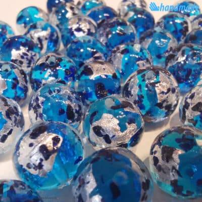 Silver Sphere Pearls with blue aventurine 12 mm - La Fondazione snc - PERLA048