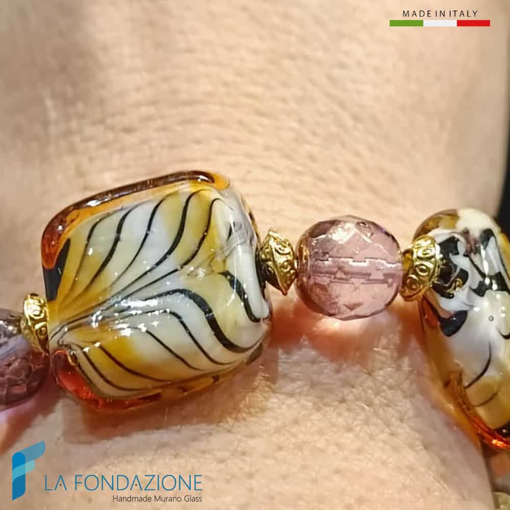 Safari cube bracelet with aventurine handmade in Murano glass - La Fondazione snc - BRAC0085
