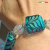 Arctic cube bracelet with aventurine handmade in Murano glass - La Fondazione snc - BRAC0086