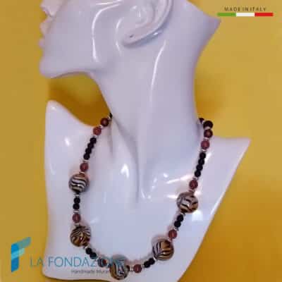 Safari Necklace with aventurine handmade Murano glass - La Fondazione snc - COLL0113