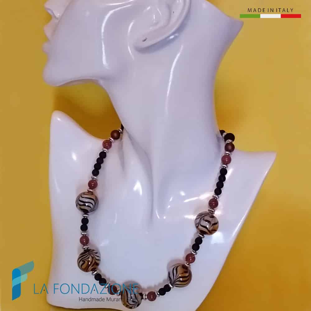 Collana Safari con avventurina in vetro di Murano - La Fondazione snc - COLL0113
