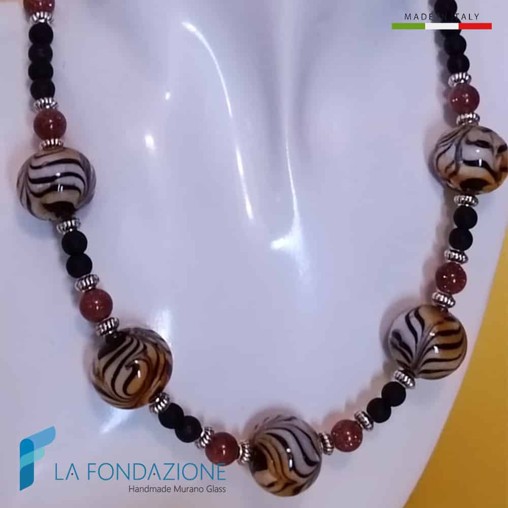 Collana Safari con avventurina in vetro di Murano - La Fondazione snc - COLL0113