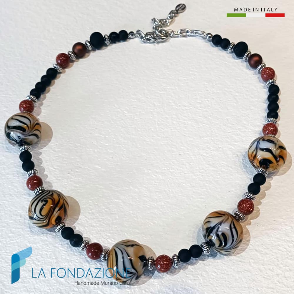 Collana Safari con avventurina in vetro di Murano - La Fondazione snc - COLL0113