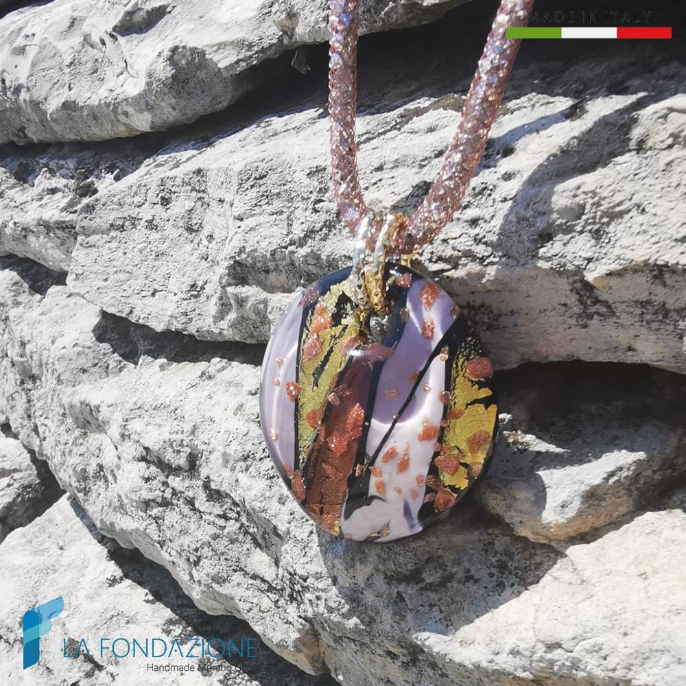 Parure Laguna Lilla con collana e anello in vetro di Murano - La Fondazione snc - PARU0059