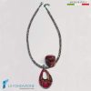 Parure Goccia Vortice Minori Rossa con collana e anello in vetro di Murano - La Fondazione snc - PARU0060