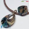 Parure Goccia Vortice Minori Turchese con collana e anello in vetro di Murano - La Fondazione snc - PARU0060