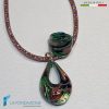 Parure Goccia Vortice Minori Verde con collana e anello in vetro di Murano - La Fondazione snc - PARU0060